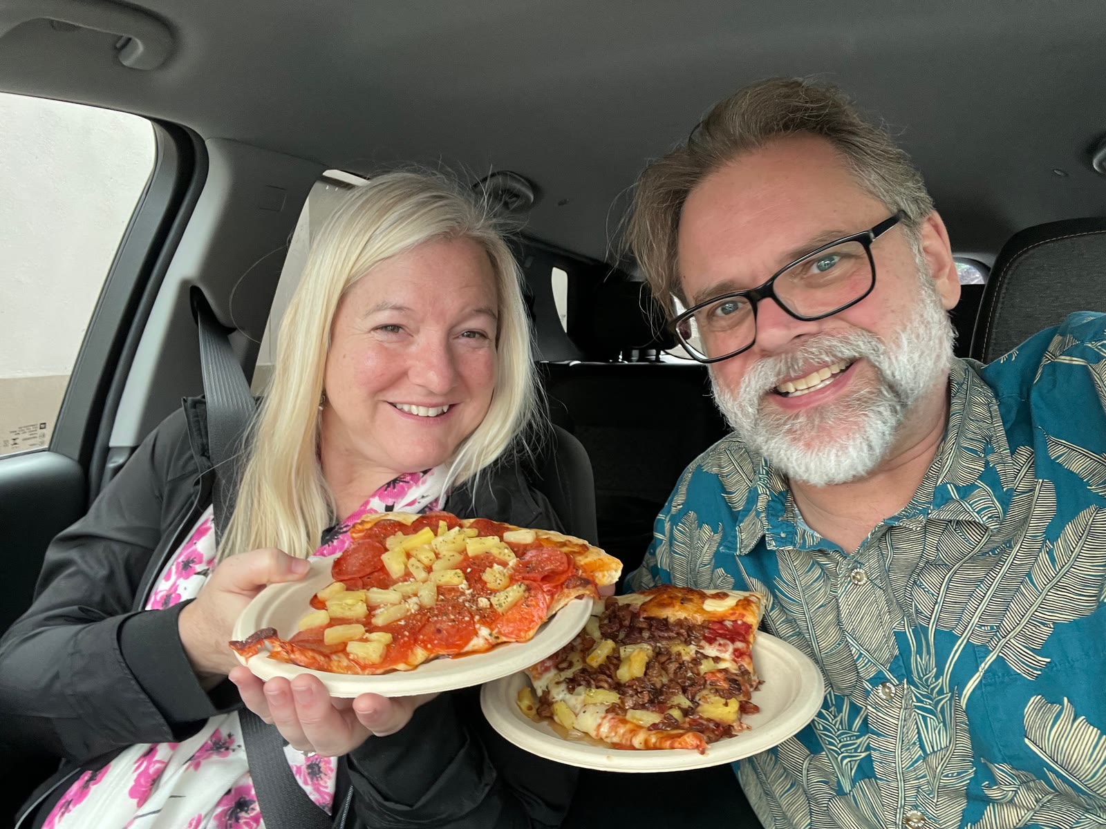 Heather and me, properly supplied for the road.